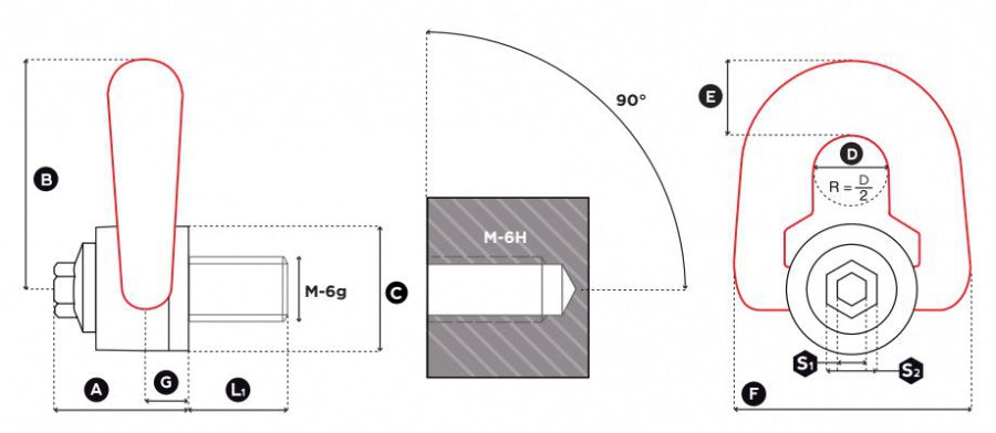 Otočný viazacÍ bod DSP M20x30mm, nosnosť 2500kg