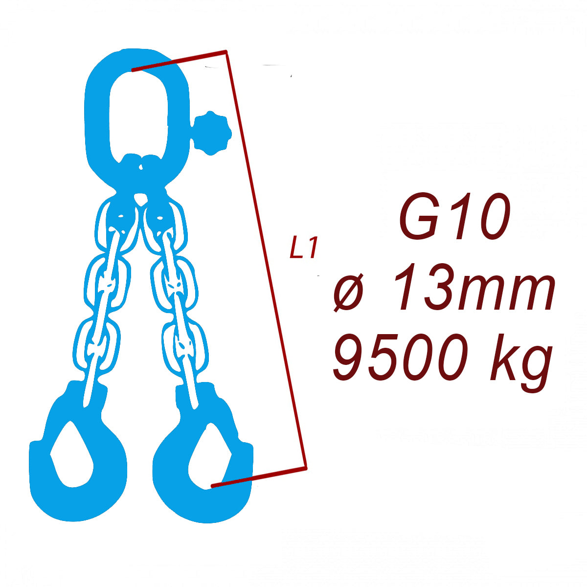 Viazacia reťaz triedy 10, O-2H, priemer 13mm, nosnosť 9500kg