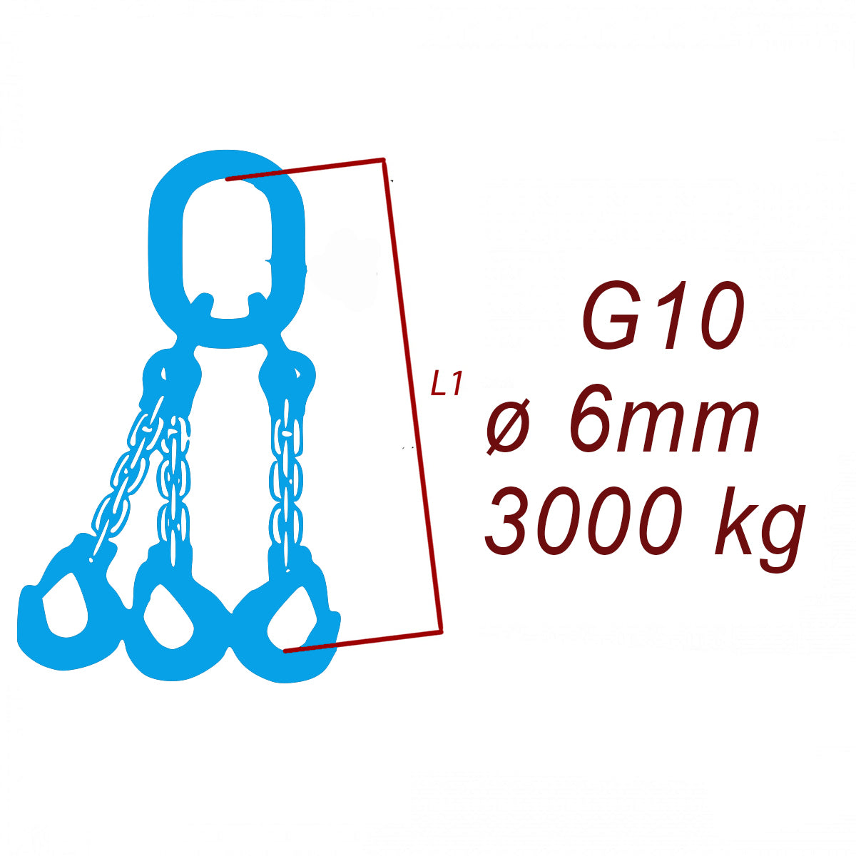 Viazacia reťaz triedy 10, O-3H, priemer 6mm, nosnosť 3000kg