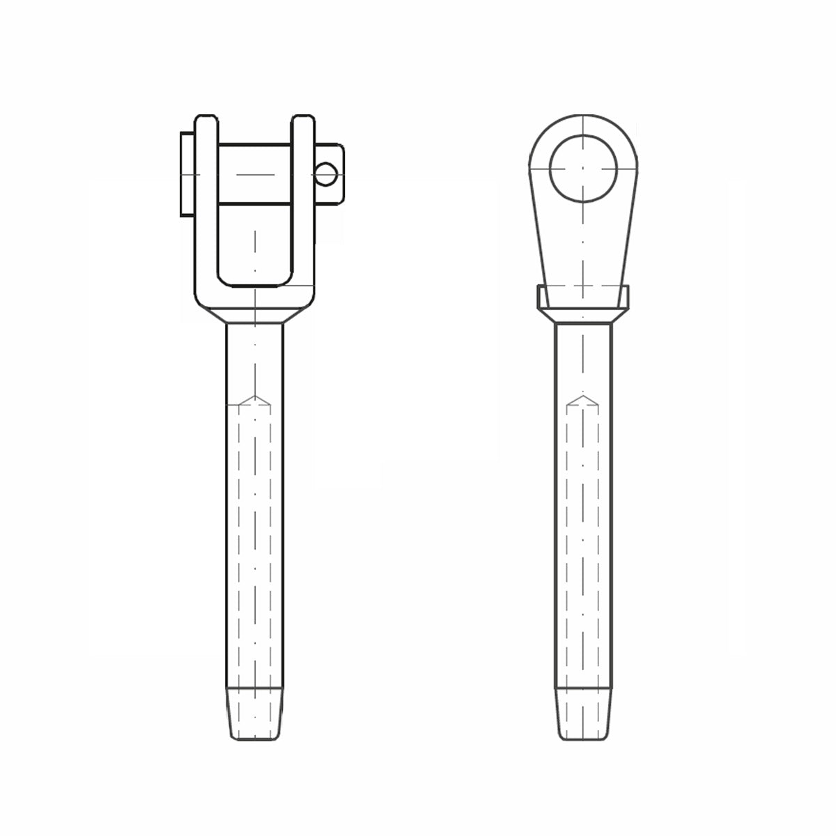 ASS - Nerezová koncovka s vidlicou - STANDARD - na valcovanie
