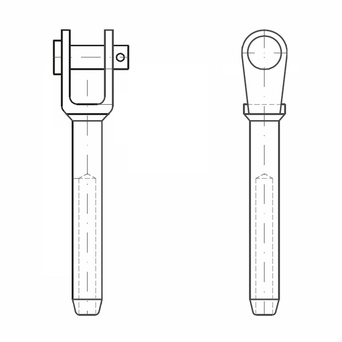 ASS - Nerezová koncovka s vidlicou - MINI - na valcovanie