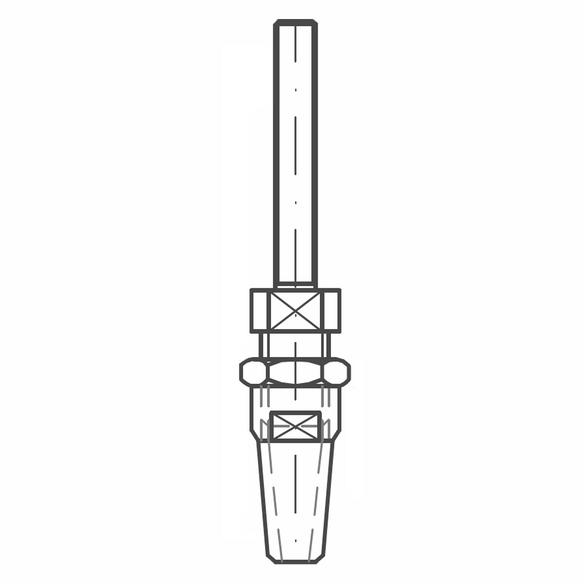 ASS - Nerezová koncovka na montáž, s pravým vonkajším závitom - A2