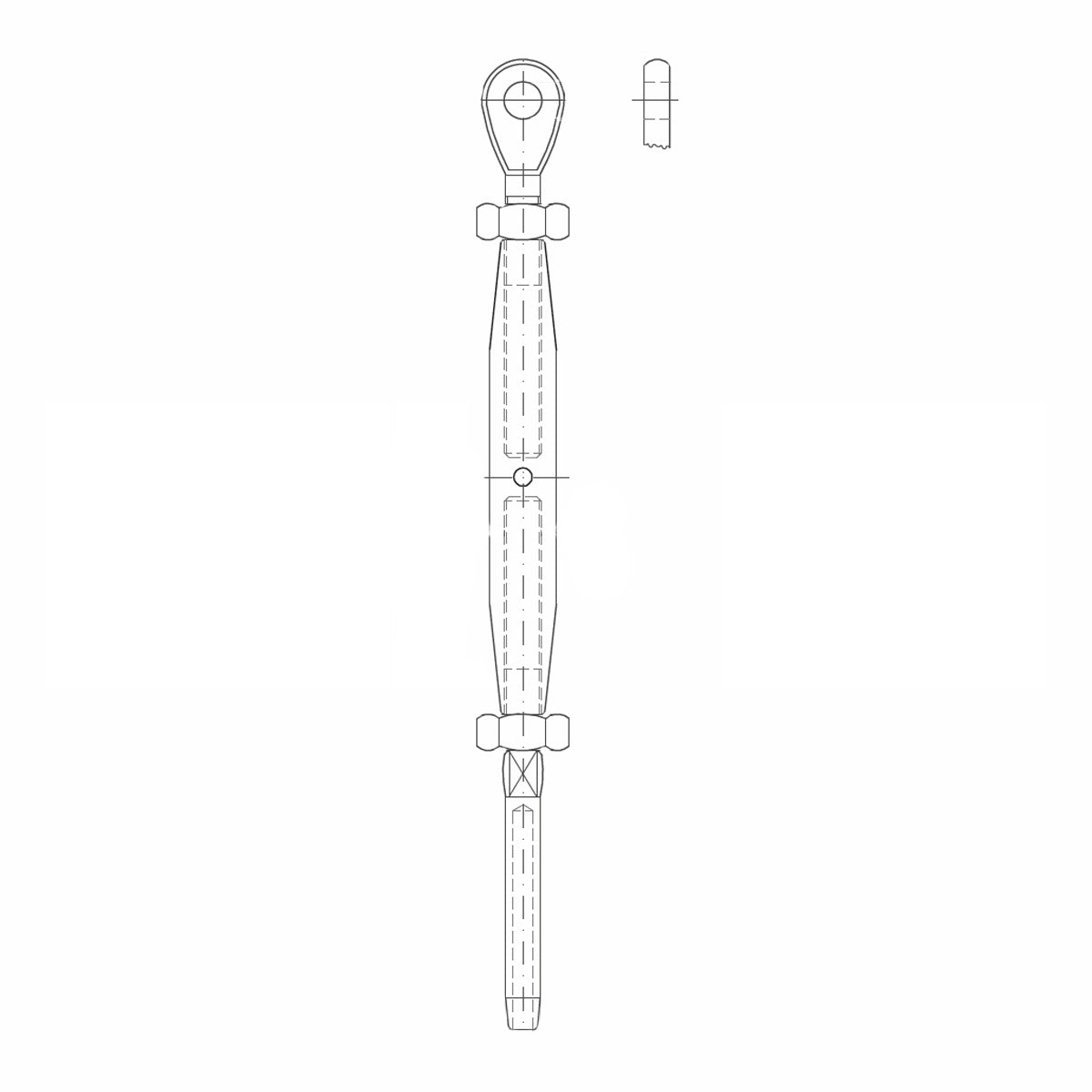 ASS - Nerezový napinák s okom a závitovou koncovkou - STANDARD