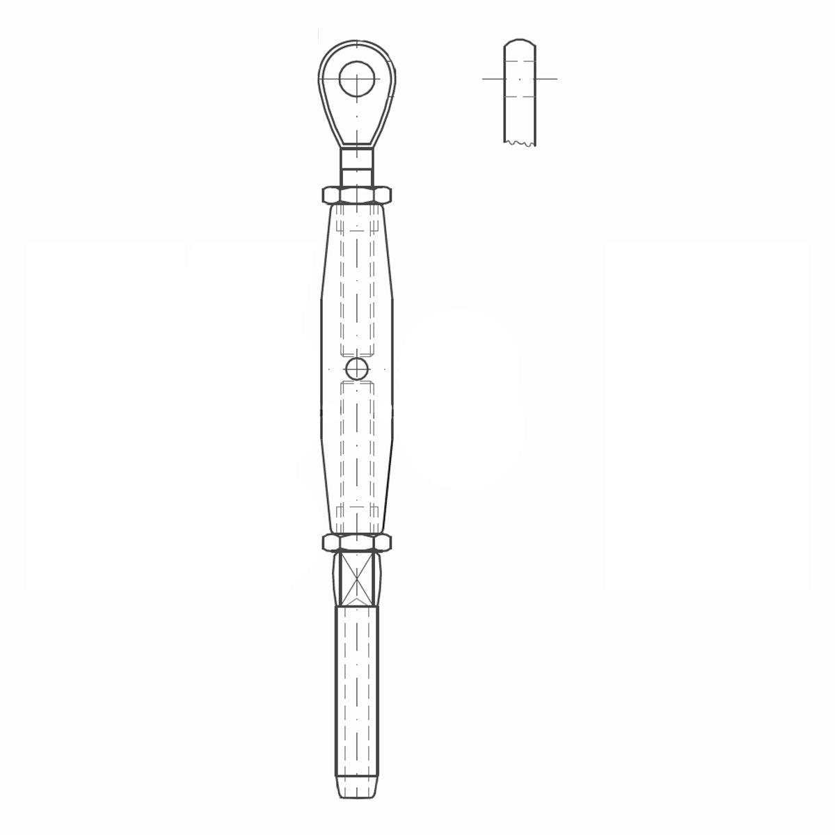 ASS - Nerezový napinák s okom a koncovkou - MINI