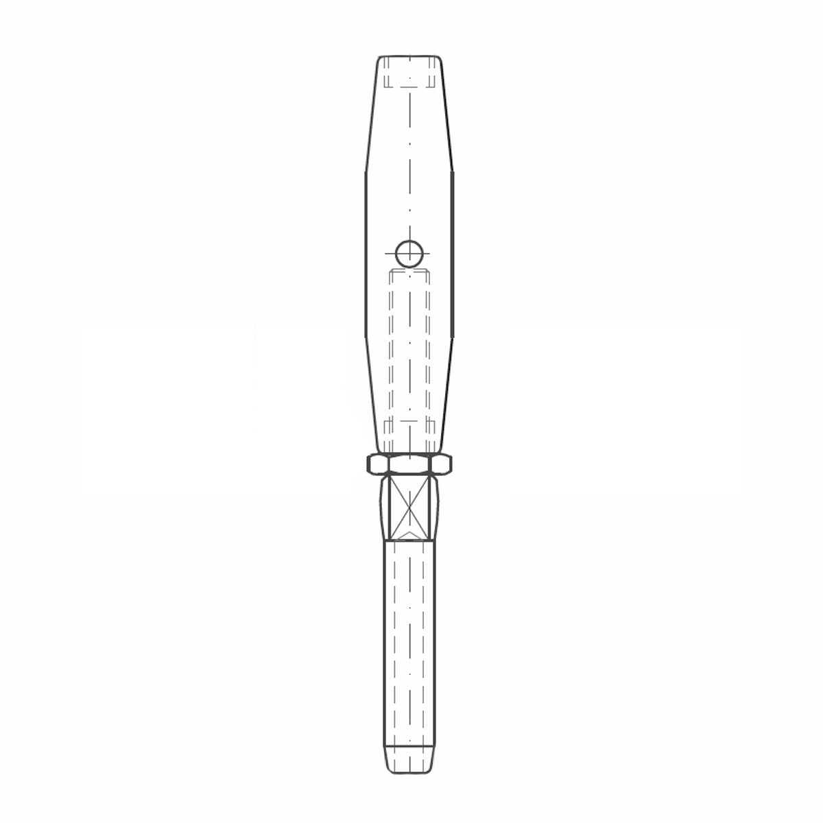 ASS - Nerezový napinák s jednou koncovkou - MINI - voľný koniec má pravý závit