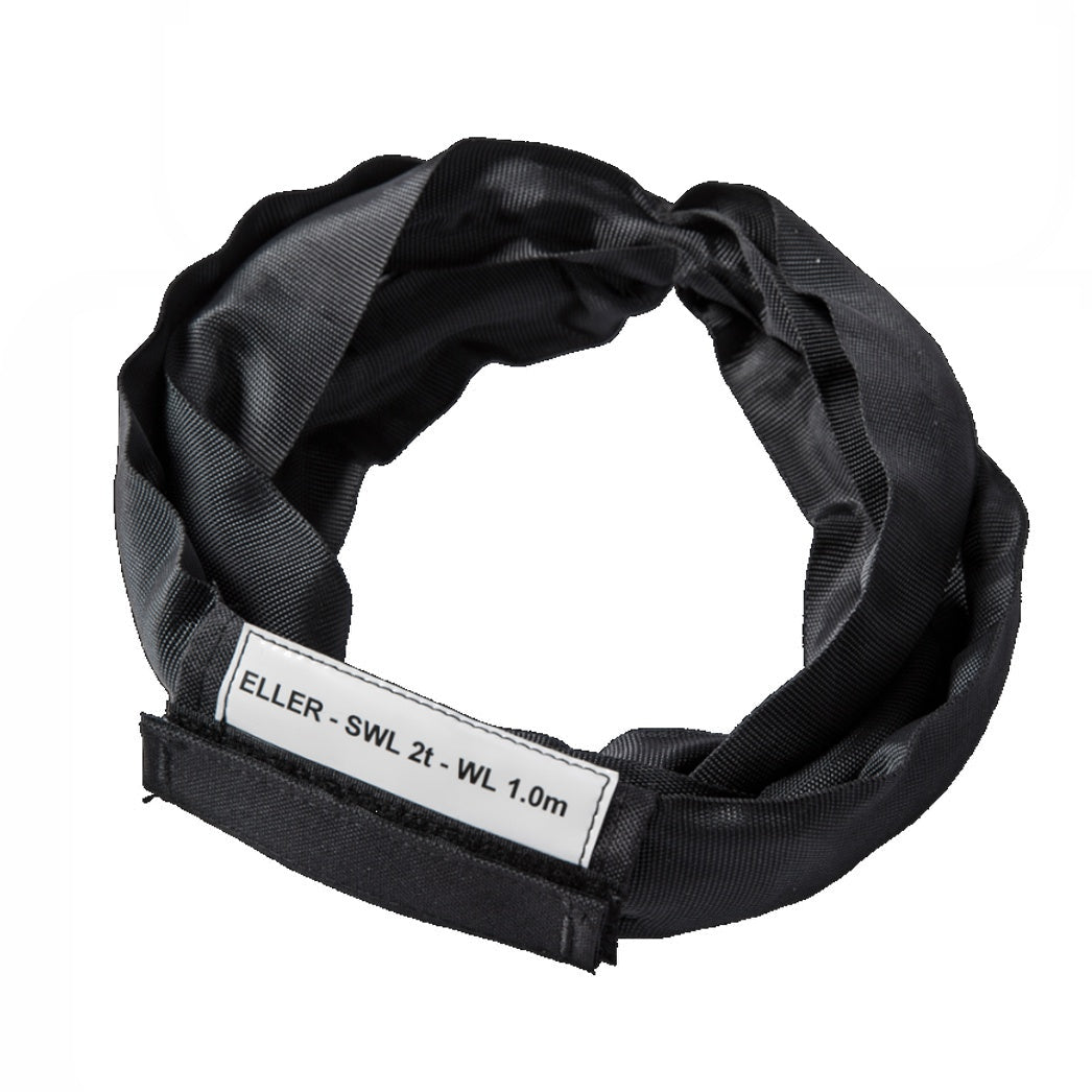 Nekonečný závesný popruh 2000 kg, s kovovou dušou, čierny, ELLER