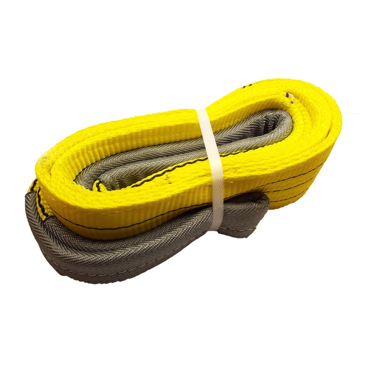 Dvouvrstvý plochý pás s textilními oky B2 - 3000kg, 90mm, žlutý