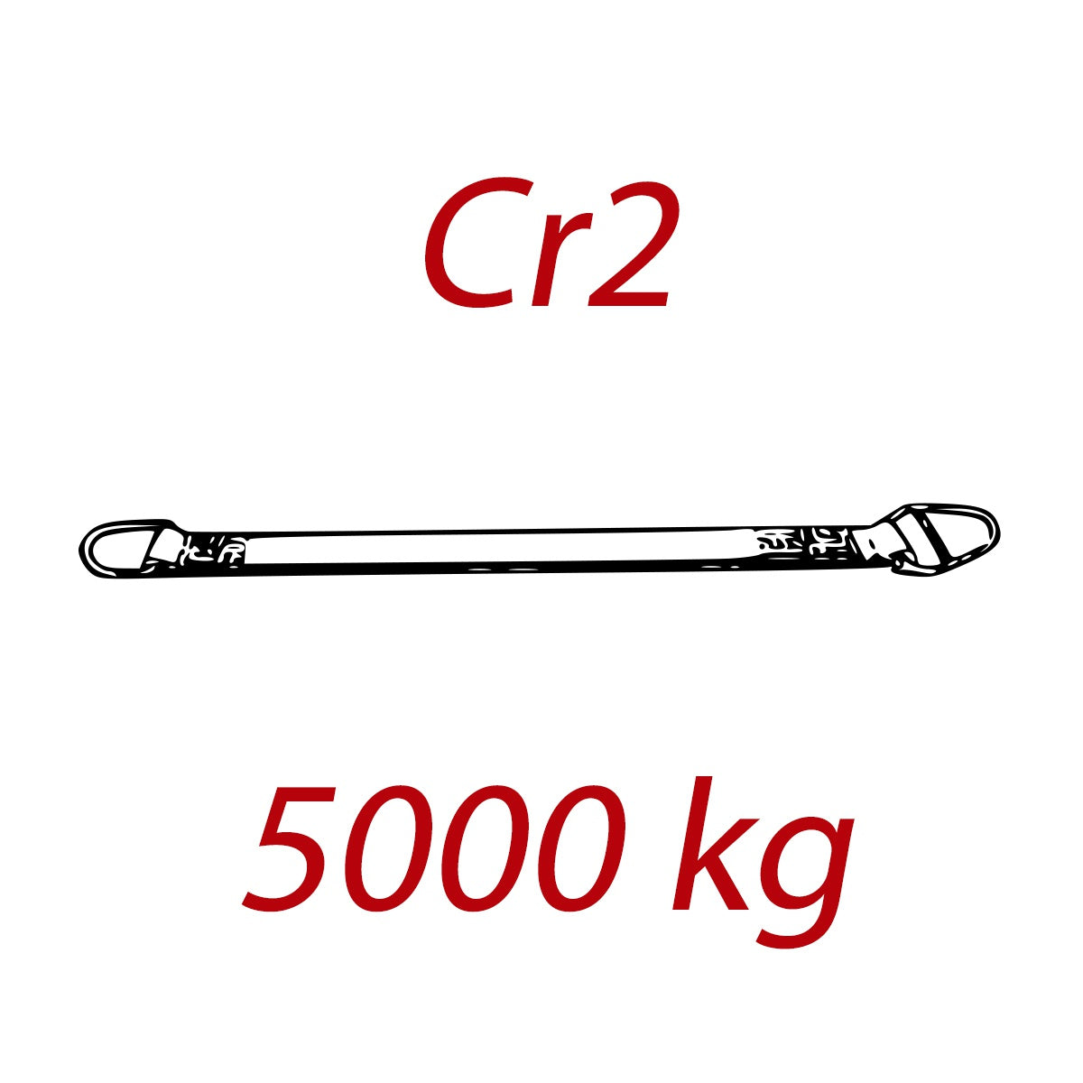 Cr2 - 5000kg, popruh plochý s kovovými prevliekacími okami, červený, šírka 150mm