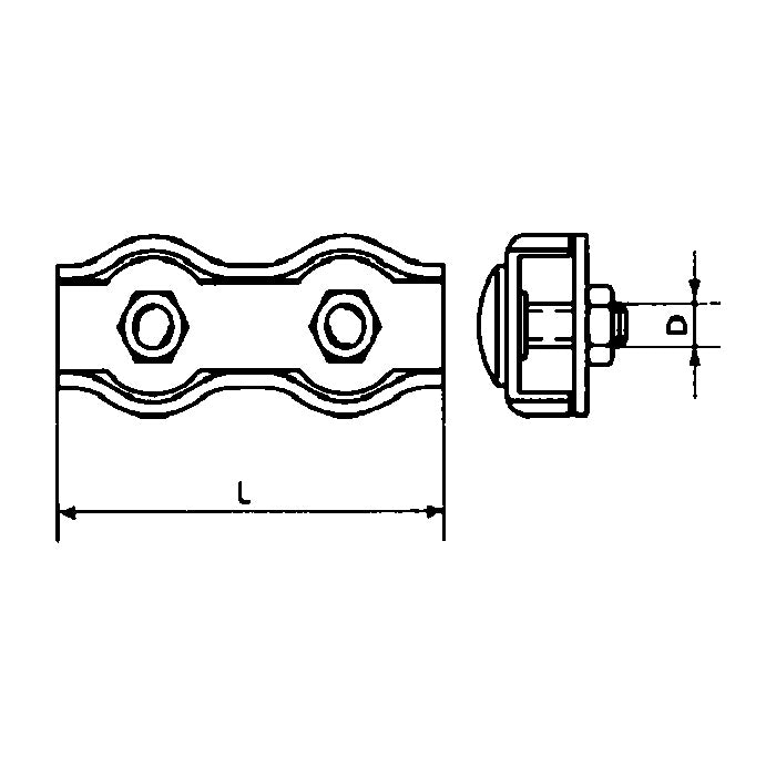 V-Nerezová lanová svorka DUPLEX 3 mm MI