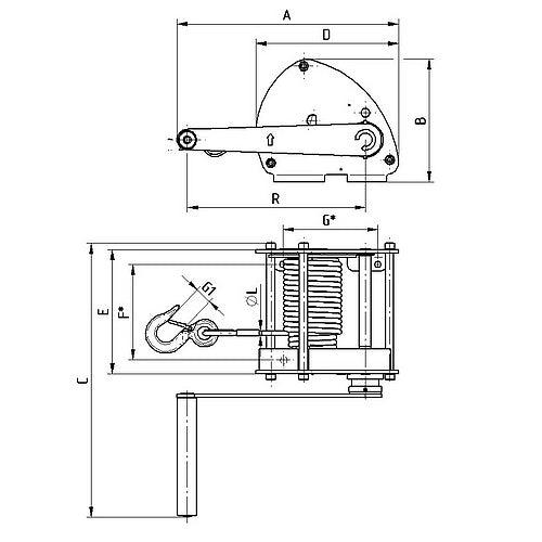 Ručný lanový navijak BRANO LN 0,5t a 1,0t, bez lana