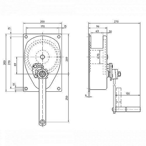 Ručný lanový navijak Haacon typ 220 - 300kg a 500kg