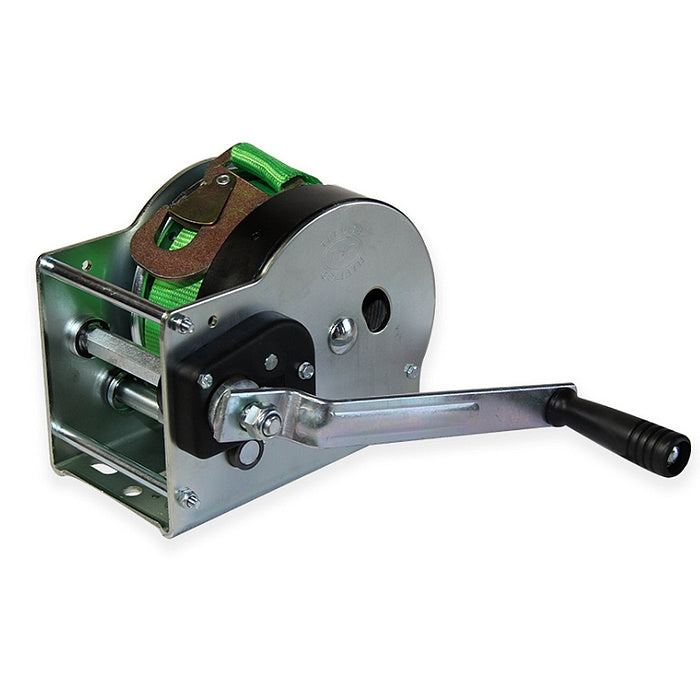 Ručný lanový navijak AFDS, s textilným pásom s hákom