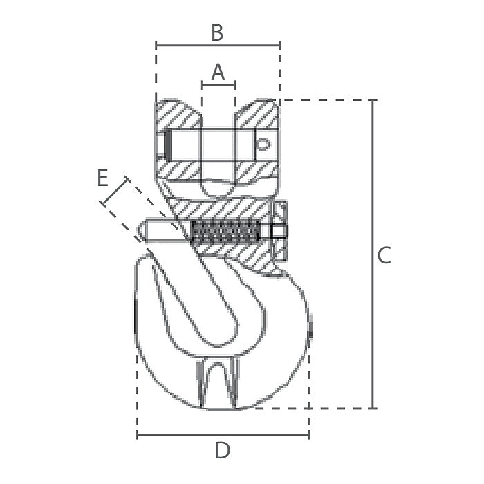 Skracovací hák s vidlicou D