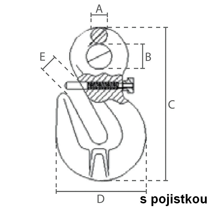 Skracovací hák s okom D