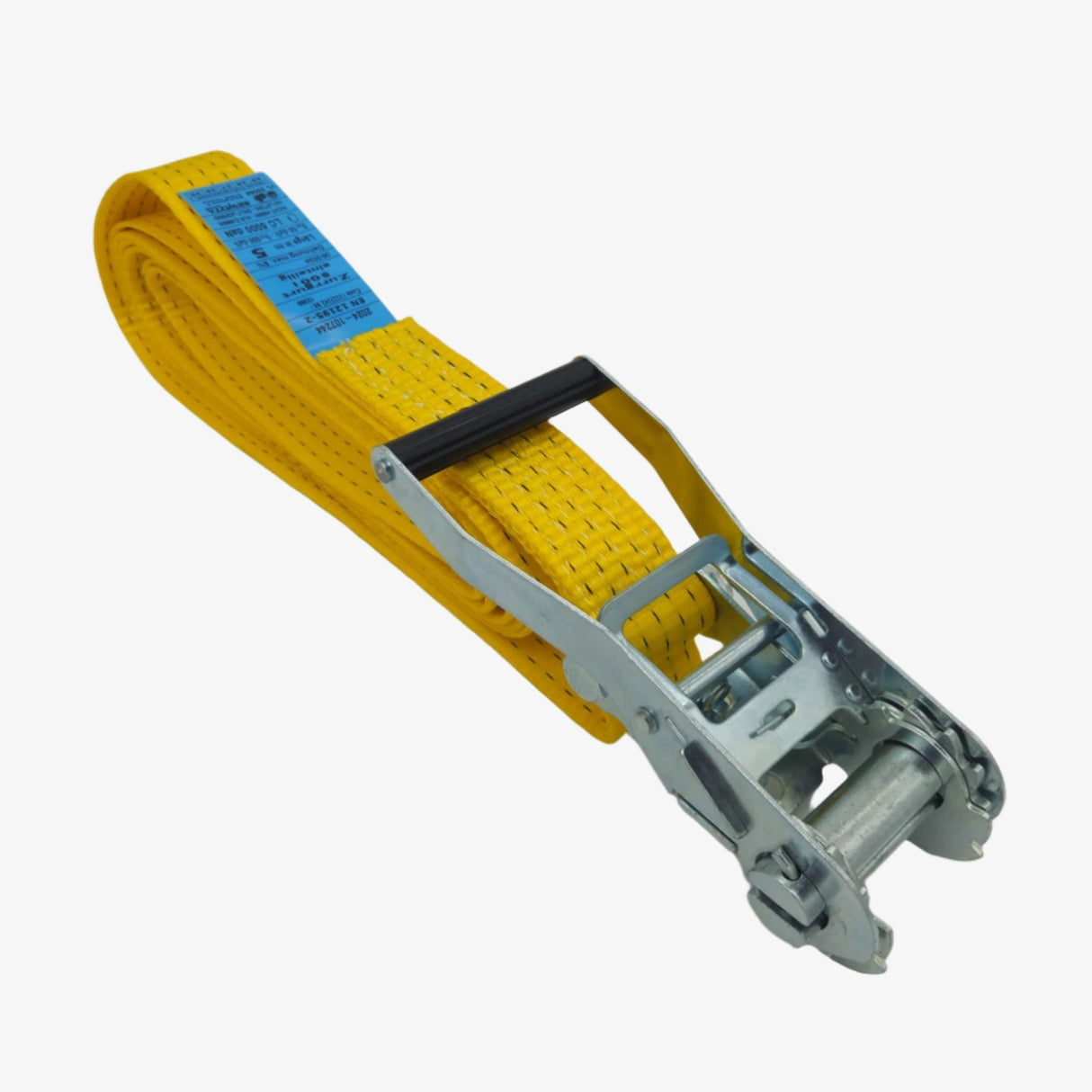 Upínací pás, typ 5001, jednodielny s račňou, 50mm, LC 2500/5000daN, žltý