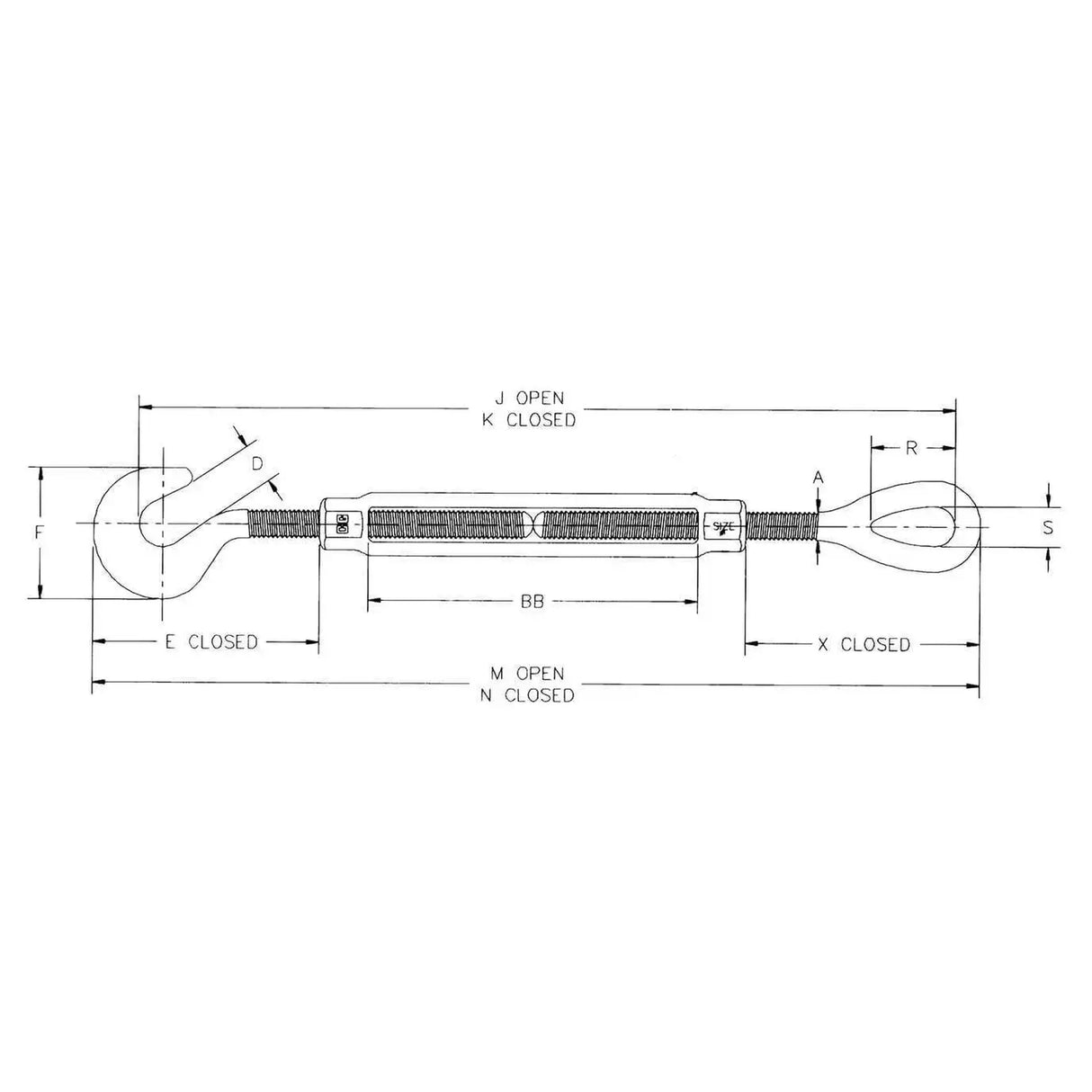 Napinák oko-hák HG225 5/8x6 CROSBY 1030752 - Dopredaj