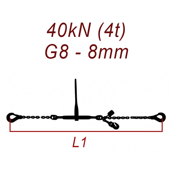 Kotviaca reťaz jednodielna, trieda 8, reťaz 8 mm, ťahová sila 40kN