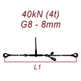 Kotviaca reťaz jednodielna, trieda 8, reťaz 8 mm, ťahová sila 40kN