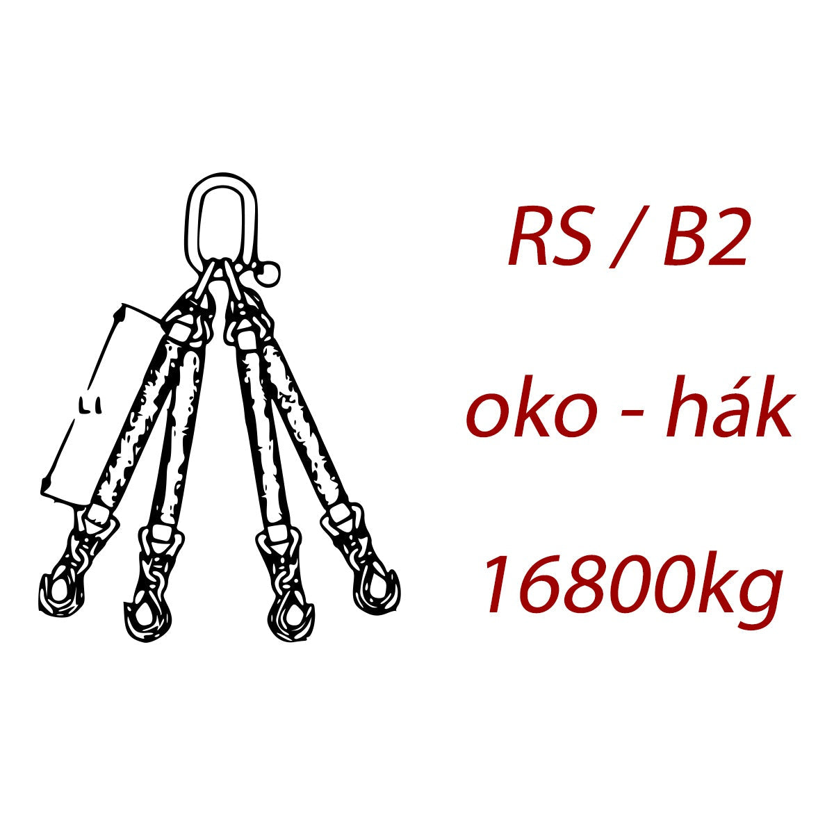 Štvorpramenný textilný kombinovaný vazák, oko-hák, nosnosť 16800kg
