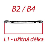 Dvouvrstvý plochý pás s textilními oky B2 - 2000kg, 60mm, zelený