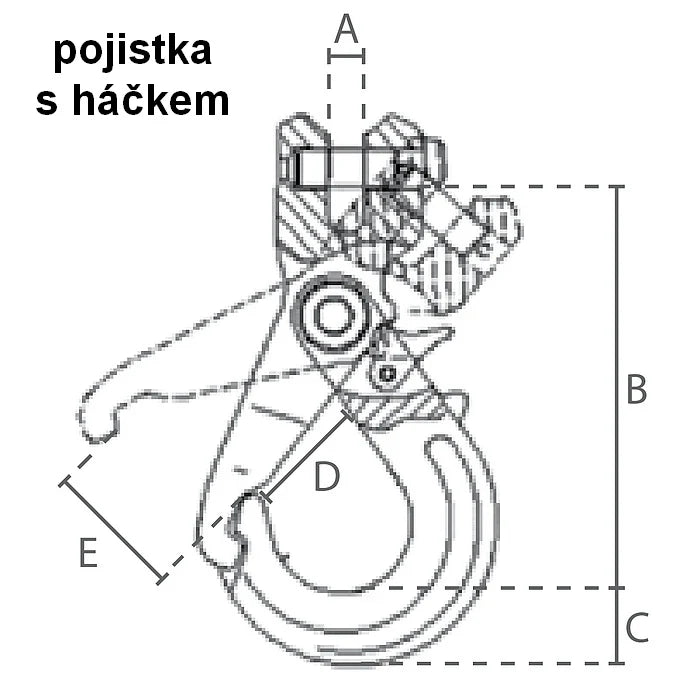 Samosvorný hák s vidlicou, červený, DELTA