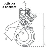 Samosvorný hák s vidlicou, červený, DELTA