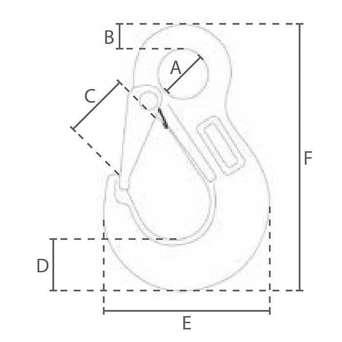 Hák s okom s poistkou, červený, DELTA