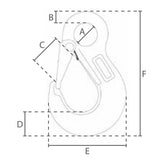 Hák s okom s poistkou, červený, DELTA