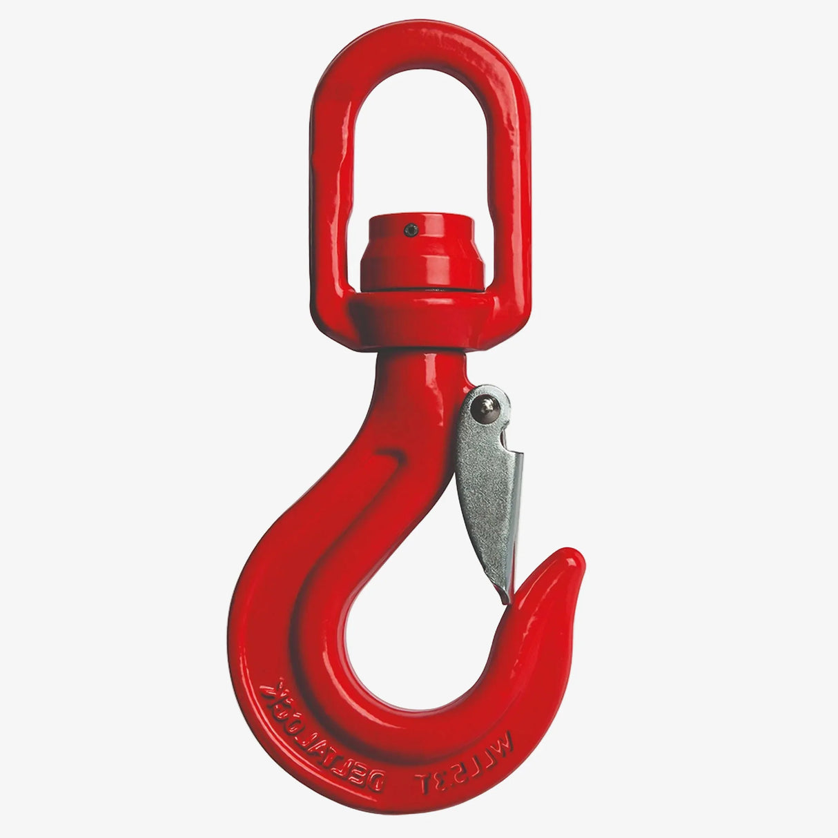 Otočný hák vysokopevnostný s okom a ložiskom, červený, DELTA