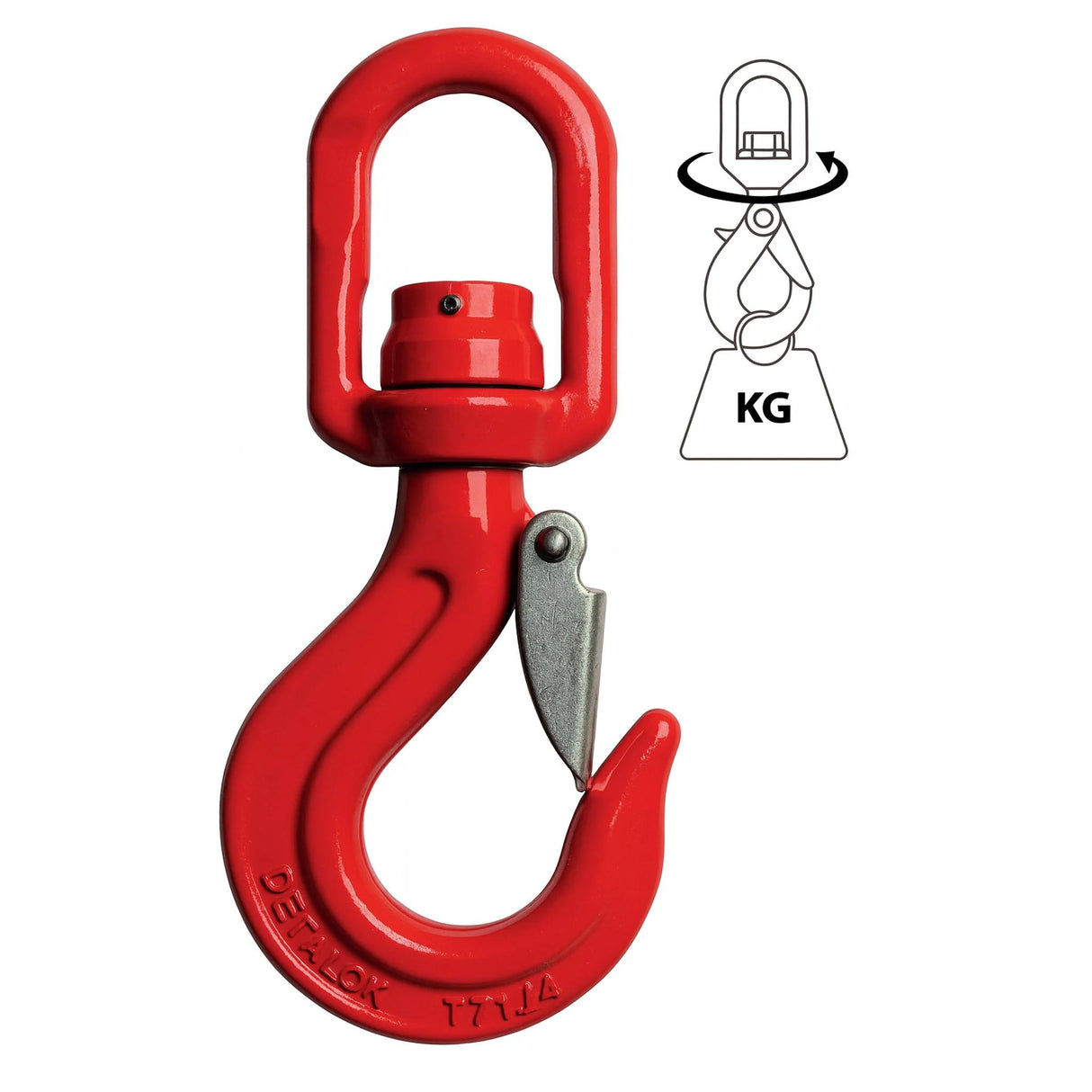 Otočný hák vysokopevnostný s okom a ložiskom, červený, DELTA