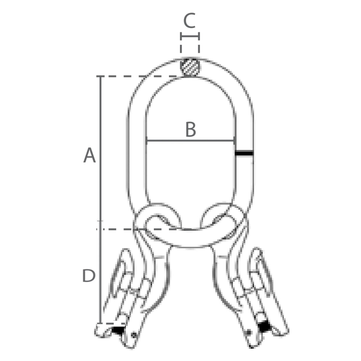 Závesný člen bez sploštenia so skracovacími hákmi, červený, DELTA