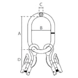 Závesný člen bez sploštenia so skracovacími hákmi, červený, DELTA