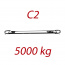 C2 5000kg, L1 = 4m, popruh plochý šírky 150 mm, s kovovými neprovlékacími okami, červený