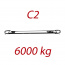 C2 6000kg, L1 = 2m, popruh plochý šírky 180 mm, s kovovými neprovlékacími okami, hnedý
