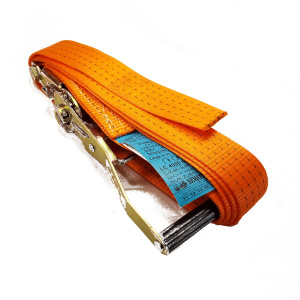Upínací pás, typ 4001, jednodielny s račňou, 50mm, LC 2000/4000daN, oranžový